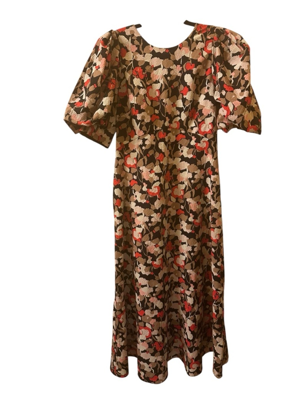 Ted Baker Black Floral Puff-Sleeve Midi Dress with Blush Accents size 2(us6) - Picture 4 of 16